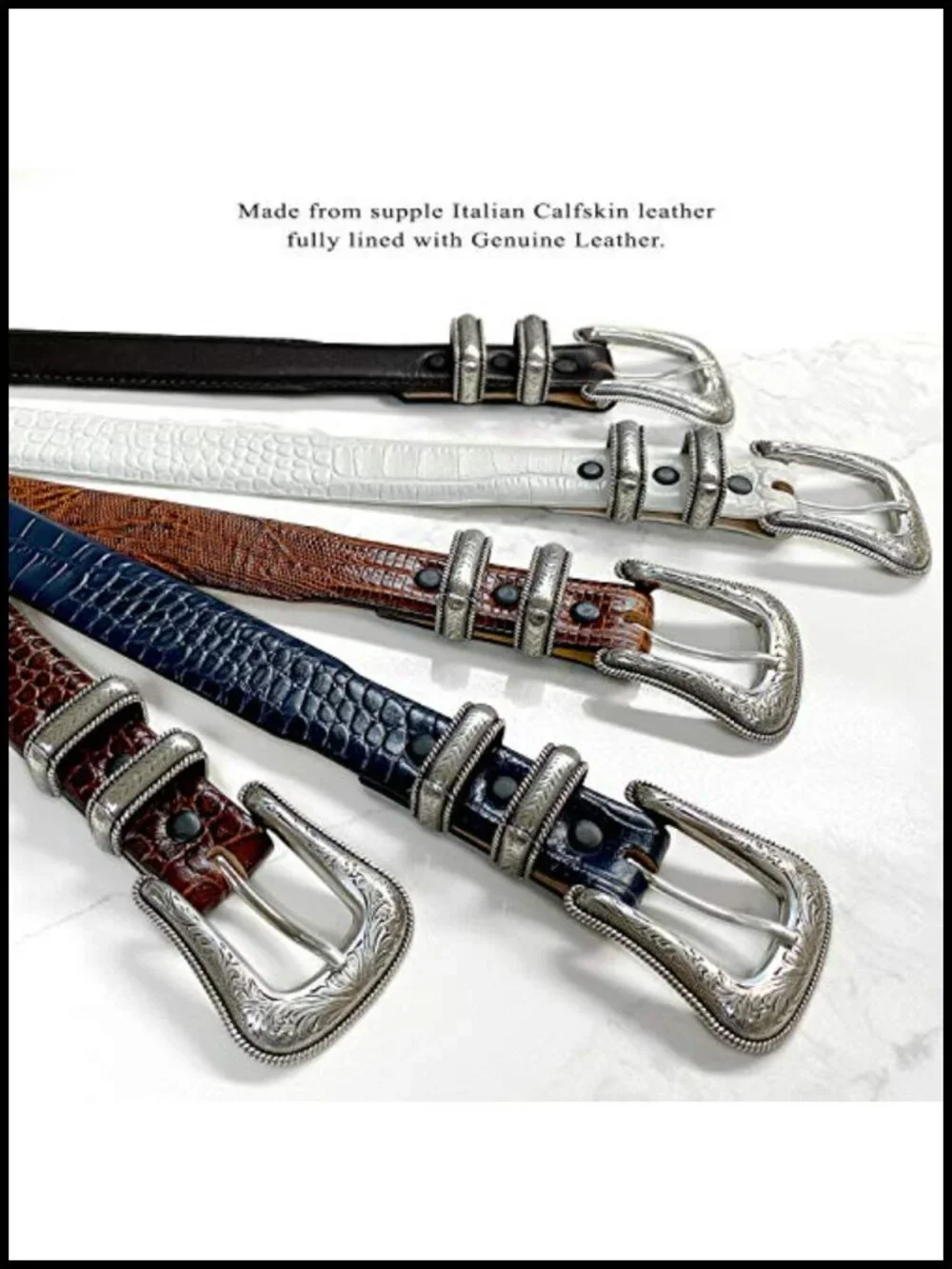 Genuine Full-Grain Cowhide Leather Dress Belt Tapered 30mm to 25mm with Buckle